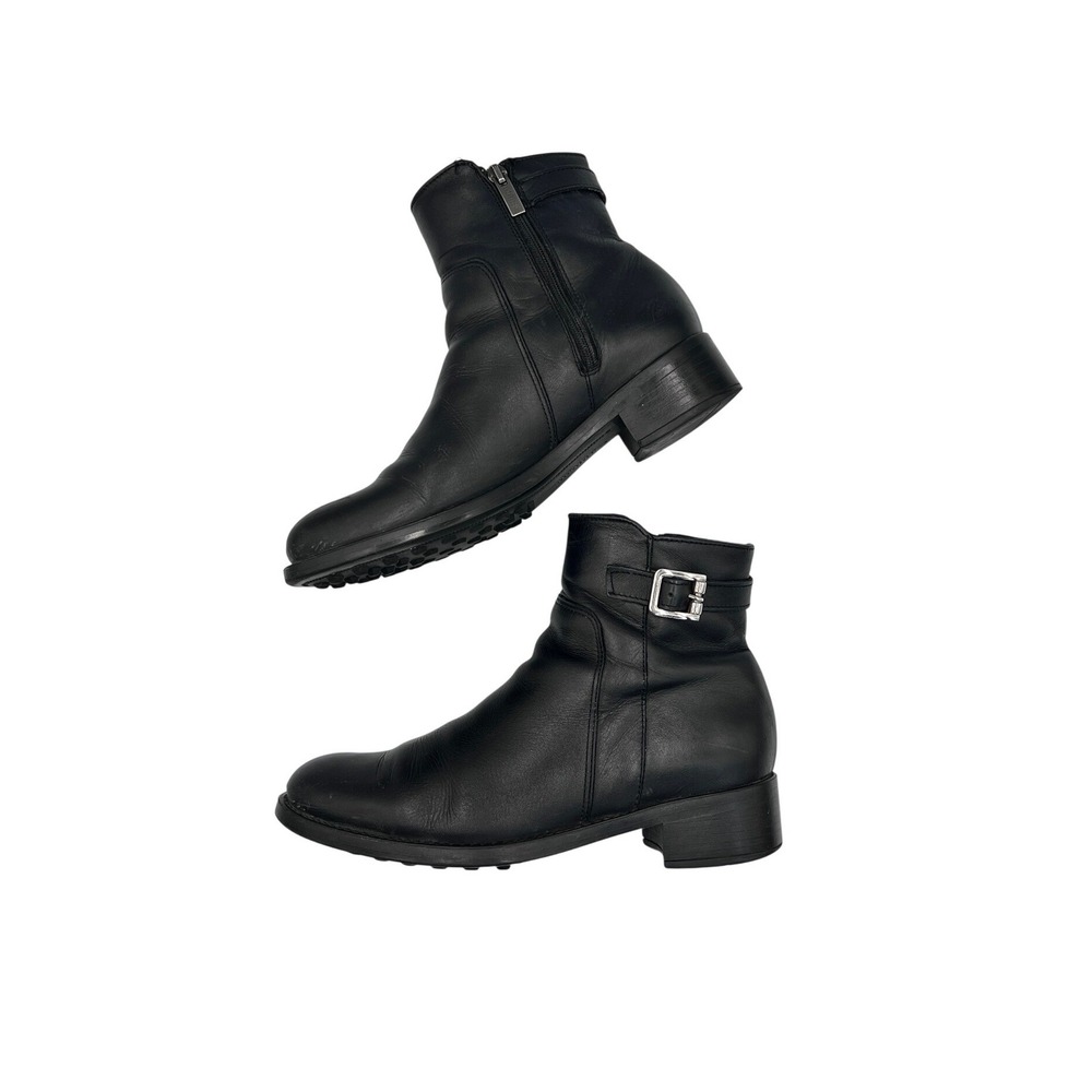 La Canadienne Ankle Boots‎ Women 8 M Black Good Leather Buckle Zip 35841